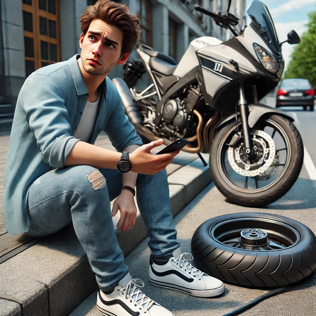 Motorcycle Flat Tire Repair in Dubai