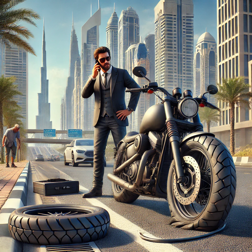 Flat Tire Repair at Home in Dubai